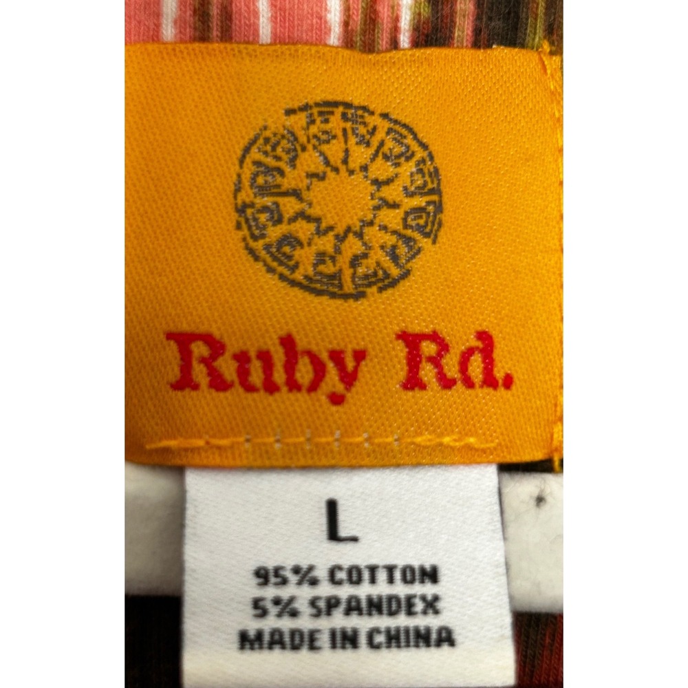 Ruby Rd. Patterned Blouse Embellished Neckline 3/4 Sleeves Women's Size Large - Picture 4 of 5
